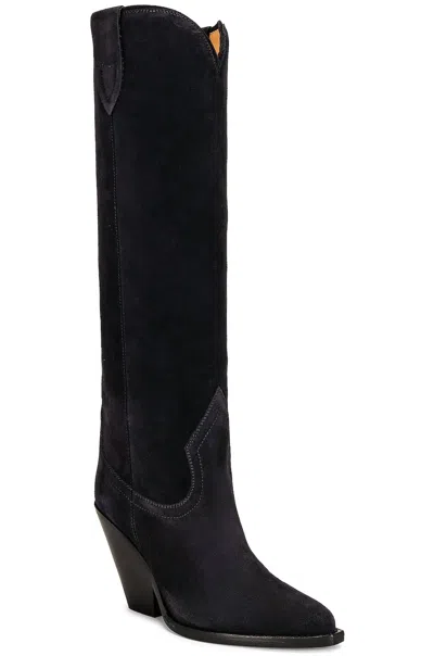 Isabel Marant Lomero Suede Knee High Boot In Faded Black