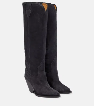 Isabel Marant Lomero Suede Knee-high Boots In Black