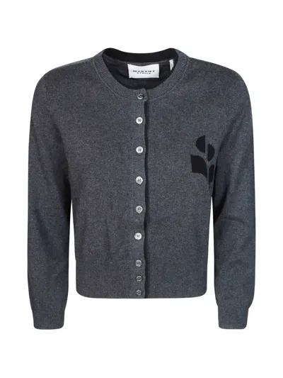 Isabel Marant Grey Abstract Graphic Cropped Cardigan In Gray