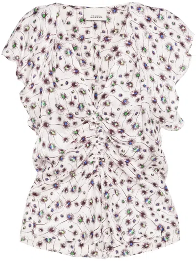 Isabel Marant Lonea Abstract-print Top In Ecru