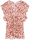 Isabel Marant Lonea Ruffled Ruched Printed Jacquard Top In Pink