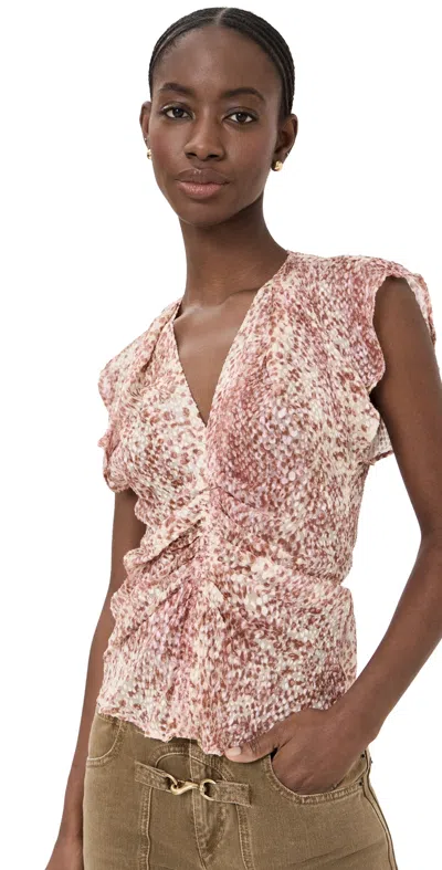 Isabel Marant Lonea Velvet Blouse Light Red/ecru