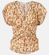 Isabel Marant Lonea Gathered Printed Top