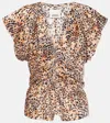 Isabel Marant Lonea Ruched Short-sleeve Top In White