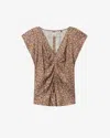 Isabel Marant Ruffled Lonea Top In Brown