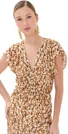 Isabel Marant Lonea Gathered Printed Top In Brown