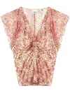 Isabel Marant Printed Burnout Velvet Lonea Top In Red