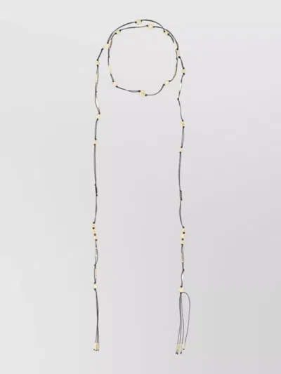 Isabel Marant Long Beaded Necklace Adjustable Length Tassel In Orange