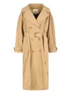 Isabel Marant Long Belted Double-breasted Jacket With Sophisticated Cuffs In Brown