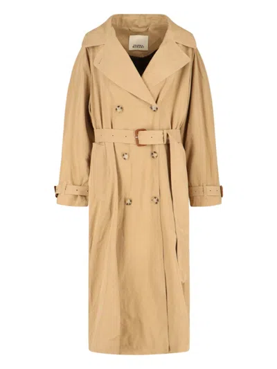 ISABEL MARANT LONG BELTED DOUBLE-BREASTED JACKET WITH SOPHISTICATED CUFFS