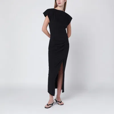Isabel Marant Nadela Draped Midi Dress With Ruched Detail In Black