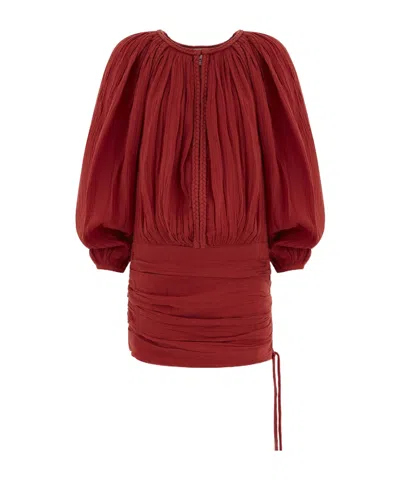 Isabel Marant Long Bubble Sleeve Dress In Red