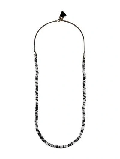 Pre-owned Isabel Marant Long Shell Bead Necklace, 32" In Black/white