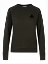 Isabel Marant Long-sleeve Black Sweatshirt With Crew Neckline In Green