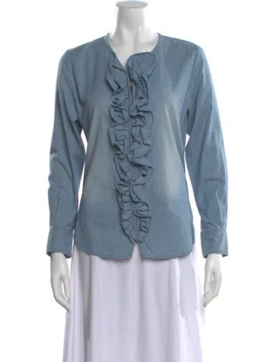 Pre-owned Isabel Marant Long Sleeve Blouse In Blue