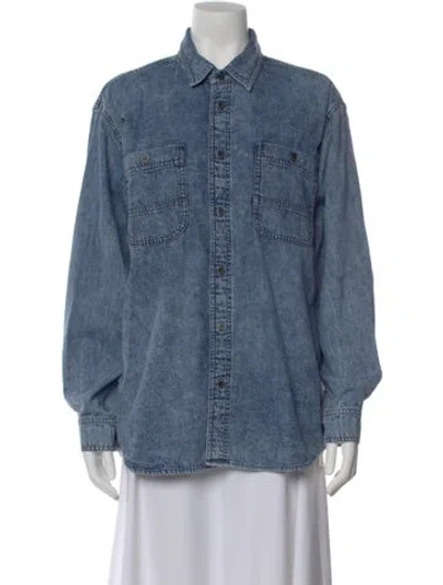 Pre-owned Isabel Marant Long Sleeve Button-up Top In Blue