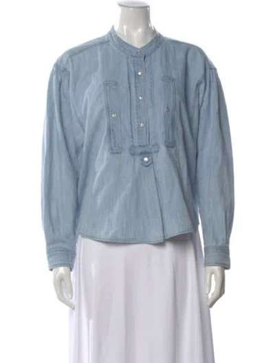 Pre-owned Isabel Marant Long Sleeve Button-up Top In Blue