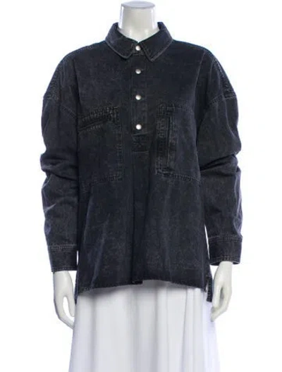 Pre-owned Isabel Marant Long Sleeve Button-up Top In Grey
