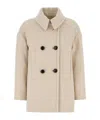 Isabel Marant Short Wool Coat Double-breasted Front In Neutral