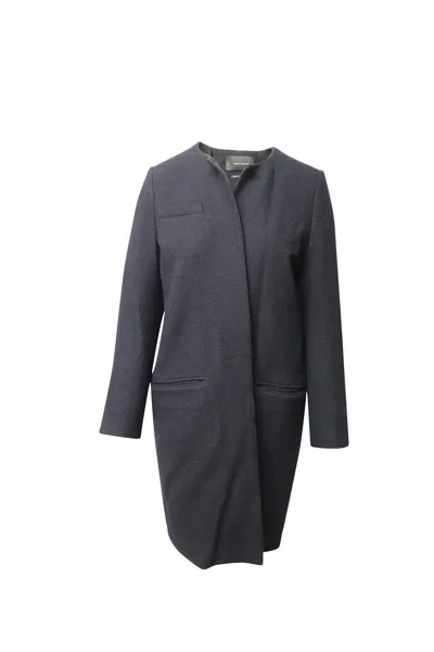 Isabel Marant Long Sleeve Coat In Gray Wool In Black