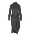 Isabel Marant Wrap Dress With Belted Waist And Stripes In Black