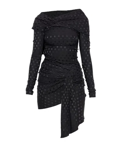 ISABEL MARANT ELARA DRAPED POLKA-DOT MINI DRESS