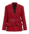 Isabel Marant Pinstripe Belted Jacket In Red