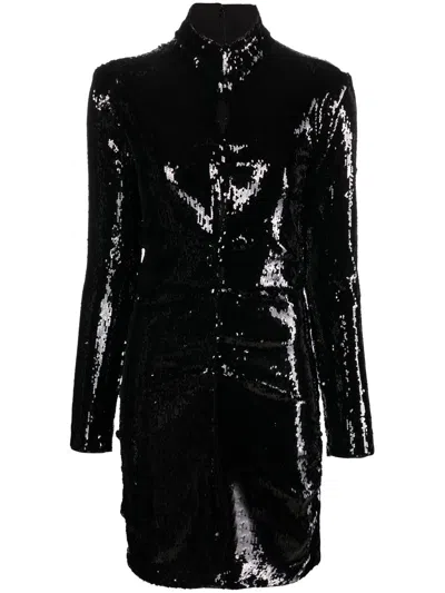 Isabel Marant Long-sleeve Sequin-embellished Dress In 黑色