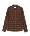 Isabel Marant Checked Long Sleeve Shirt With Chest Pockets In Brown