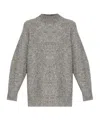 Isabel Marant Relaxed High Neck Sweater With Ribbed Hem And Dropped Shoulders In Gray