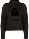 Isabel Marant Long-sleeve Top With High Neckline And Bold Logo In Brown