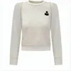 Isabel Marant Long-sleeve Top With Ribbed Cuffs And Minimalist Emblem In Neutral