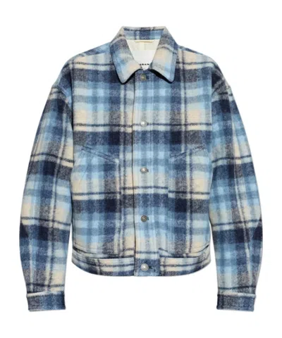 Isabel Marant Long-sleeved Collared Jacket In Blue