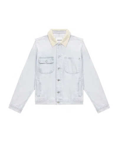 Isabel Marant Long-sleeved Denim Coat In White
