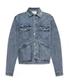 Isabel Marant Blue Jango Logo-embroidered Denim Jacket In Gray