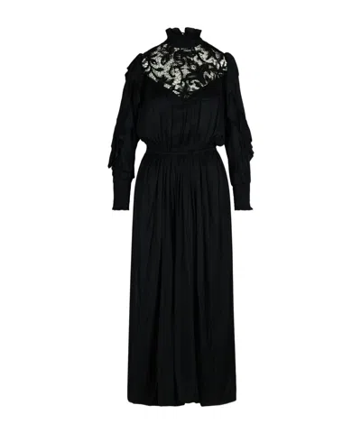 Isabel Marant Sharlene Pleated Long Dress In Black