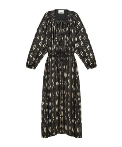 ISABEL MARANT ISABEL MARANT SANA LONG SATIN GRAPHIC PATTERN DRESS