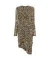 Isabel Marant Draped Midi Dress In Leopard Print In Green