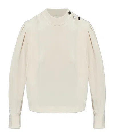 Isabel Marant Long-sleeved Flowing Crepe Blouse In White