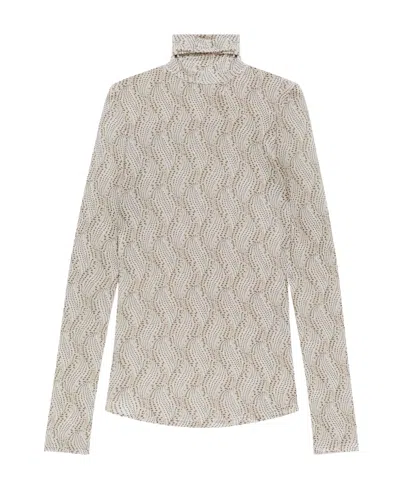 Isabel Marant Long-sleeved High-collar T-shirt In Nude