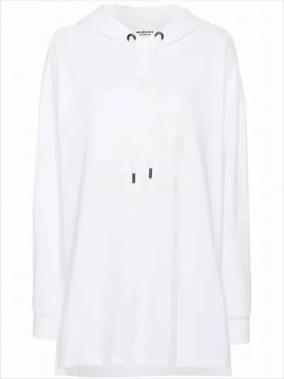 Isabel Marant Long-sleeved Hoodie Dress With Subtle Tonal Logo In White