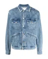 Isabel Marant Blue Jango Logo-embroidered Denim Jacket In Blue