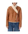 Isabel Marant Eriana Shearling Cropped Jacket In Brown