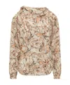 Isabel Marant Tiphaine Marble-print Silk Blouse In Nude