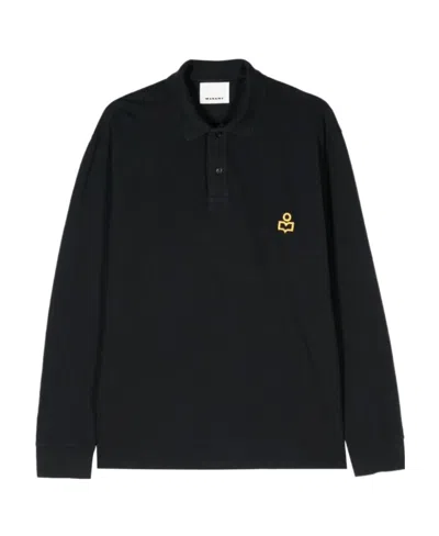 Isabel Marant Long-sleeved Polo Shirt In Black