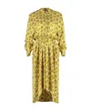 Isabel Marant Yellow Printed Dress With Buttoned Cuffs And Elasticated Waistband In Yellow