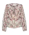 Isabel Marant Ametissa Printed Drawcord Silk Top In Nude
