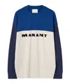 Isabel Marant Color-block Long-sleeve T-shirt With Bold Lettering In Blue