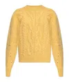 Isabel Marant Textured Cable Knit Sweater With Relaxed Fit And Raglan Sleeves In Yellow