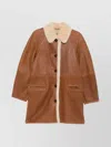 Isabel Marant Longline Jacket Shearling Collar In Brown